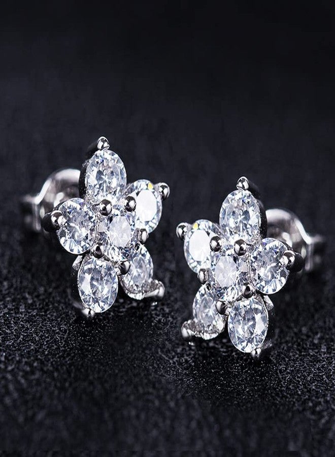 Peora American Diamond Studded Silver Plated Stud Earrings Fashion Wear Stylish Jewellery Gift for Girls & Women (PX8E138) - Image 3
