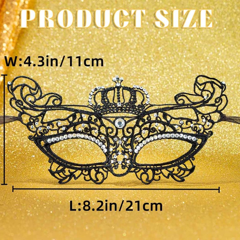 Yalice Rhinestone Masquerade Lace Masks for Women Sparkle Half Eye Mask for Costume Party (Style-E) - Image 2