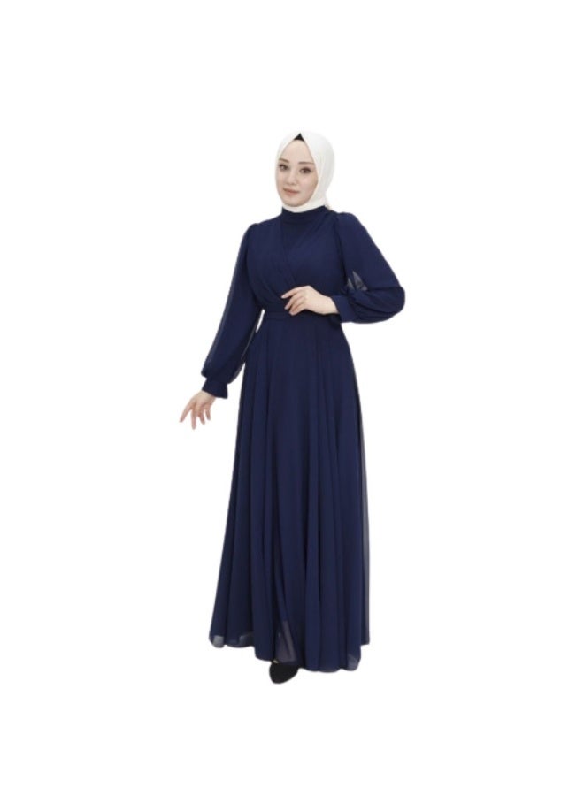 Chiffon evening dress with a double collar for veiled women - Image 1