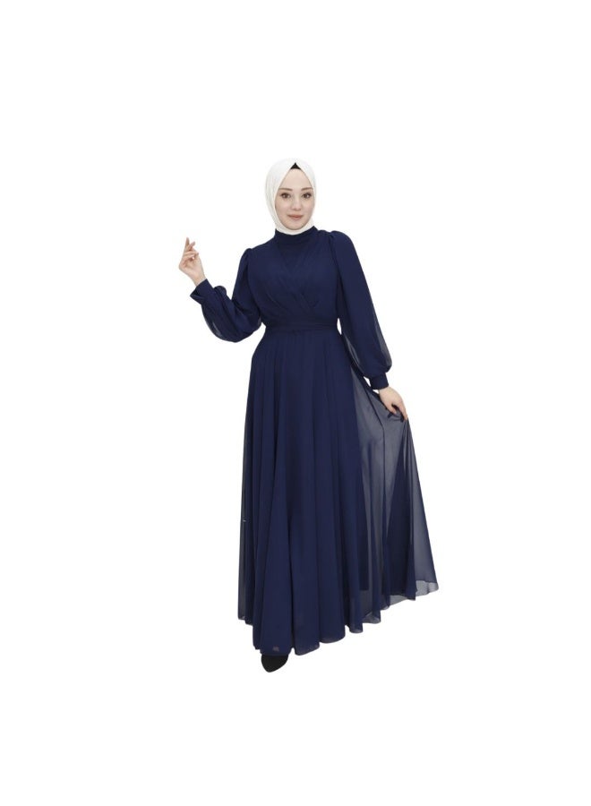 Chiffon evening dress with a double collar for veiled women - Image 2