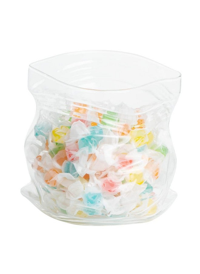 Restaurantware Restaurantware-22 Ounce Unzipped Bag Bowl, 1 Small Glass Bag - Realistic Crinkled Edges, Serve Candy, Popcorn, or Nuts, Clear Glass Bag Bowl, Dishwashable, Flat Base - Image 1