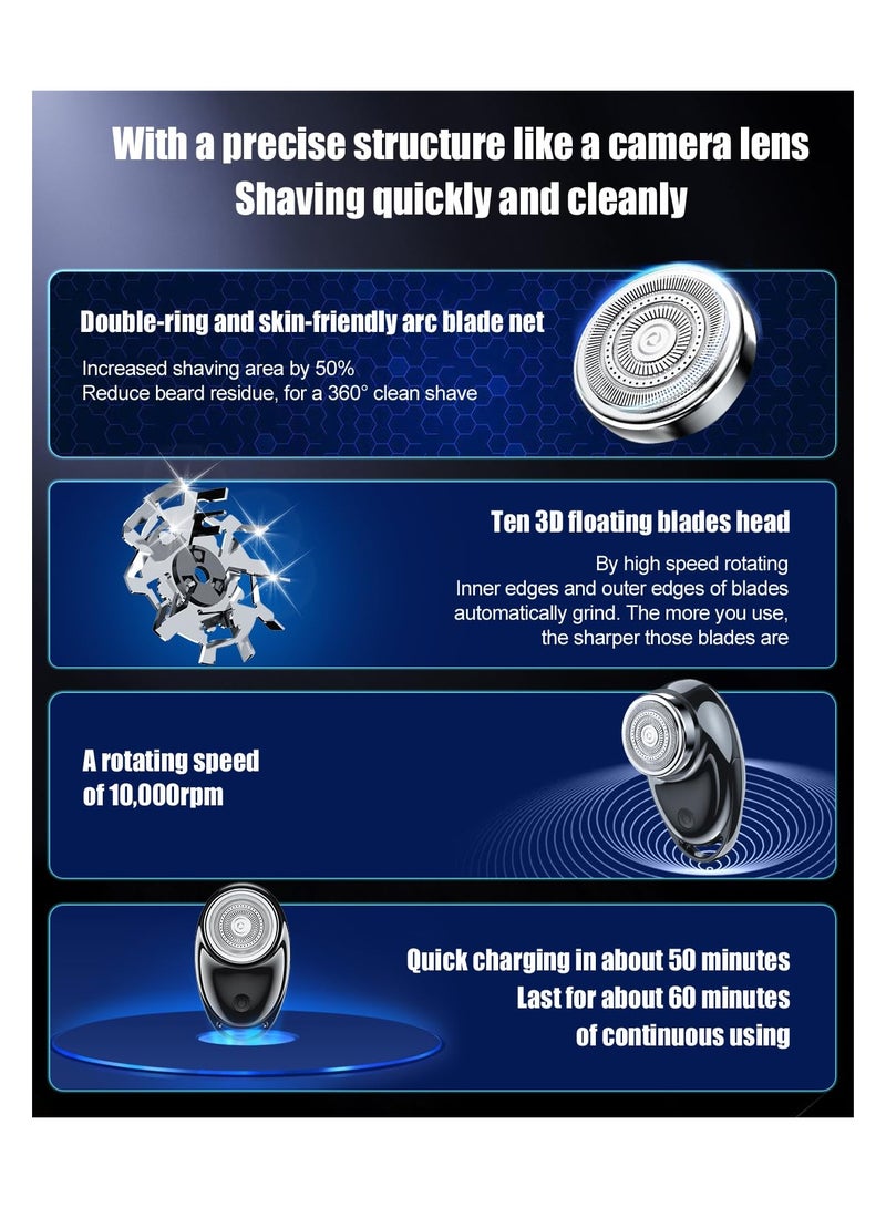 Portable Mini Electric Shaver for Men, IPX6 Waterproof Travel Razor, Compact Rotary Design for Home and Car Use, Perfect for On-the-Go Grooming - Image 2