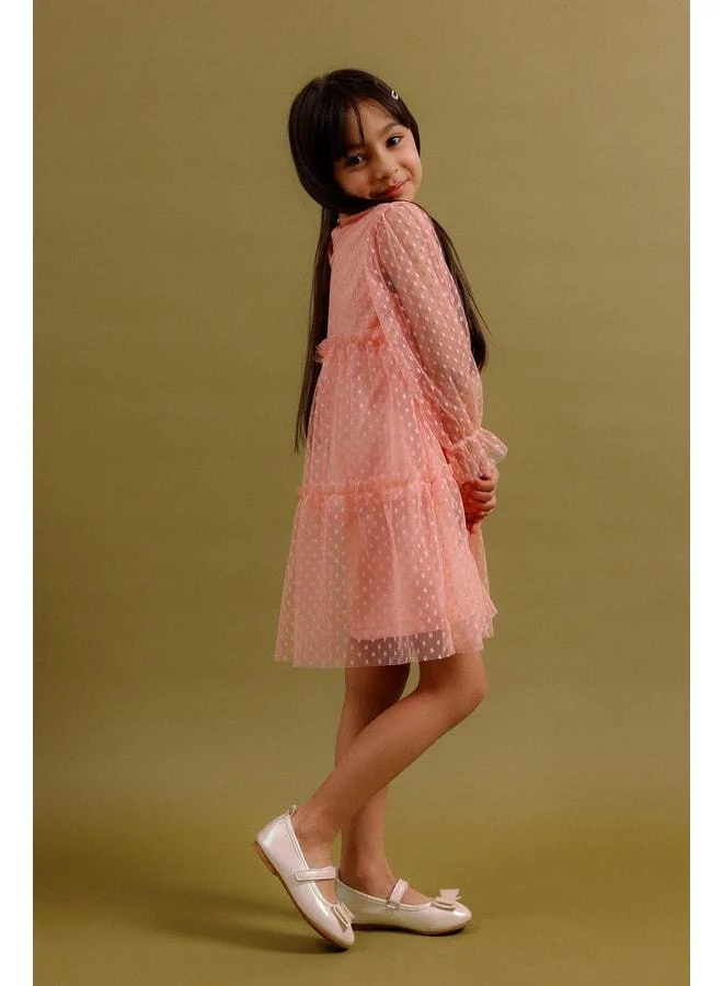Perendi Girl's Tulle Dress with Hat – Special Occasion Outfit.
