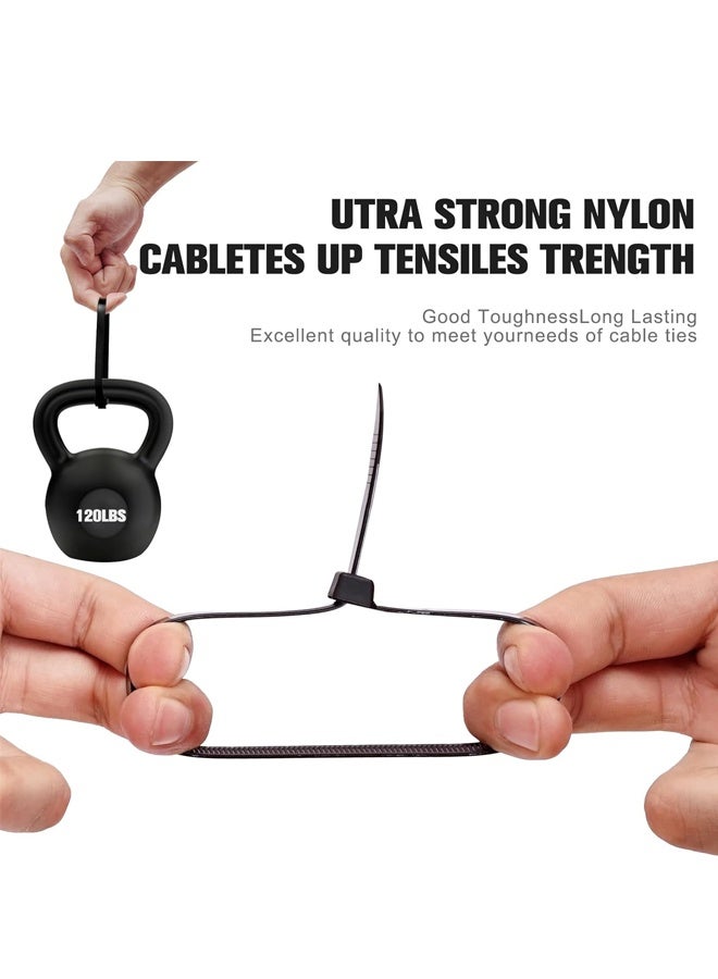 100 Pcs Self Locking Cable Ties, 300 x 4.8 mm 12" inch Black Heat Resistant Cable Zip Ties | Self-Locking Cable Organizer | Anti - Slip Wire Organizer | For Indoor & Outdoor Use - Image 5