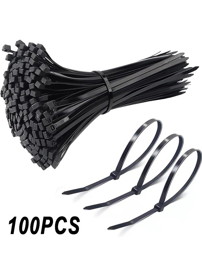 100 Pcs Self Locking Cable Ties, 300 x 4.8 mm 12" inch Black Heat Resistant Cable Zip Ties | Self-Locking Cable Organizer | Anti - Slip Wire Organizer | For Indoor & Outdoor Use - Image 1