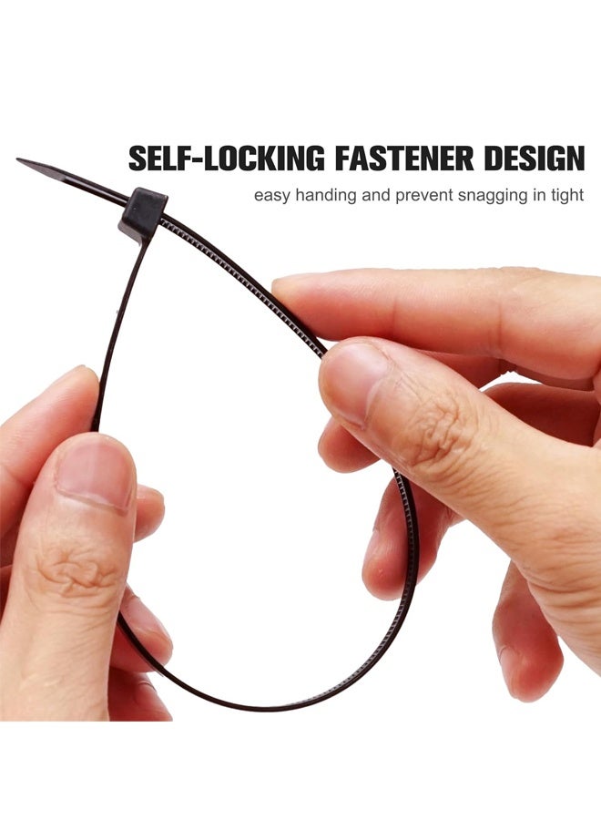 100 Pcs Self Locking Cable Ties, 300 x 4.8 mm 12" inch Black Heat Resistant Cable Zip Ties | Self-Locking Cable Organizer | Anti - Slip Wire Organizer | For Indoor & Outdoor Use - Image 4