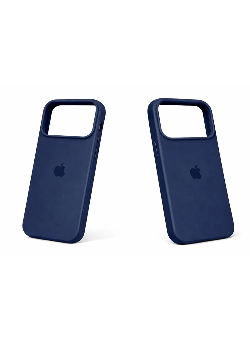 Mobcos Mobcos iPhone 17 Pro Dark Blue Logo Premium Silicone Magnetic Wireless Charging Case for iPhone | Silky Soft Touch | Military-Grade Shockproof Protection | Strong Magnetic Compatibility | Luxury Slim Cover