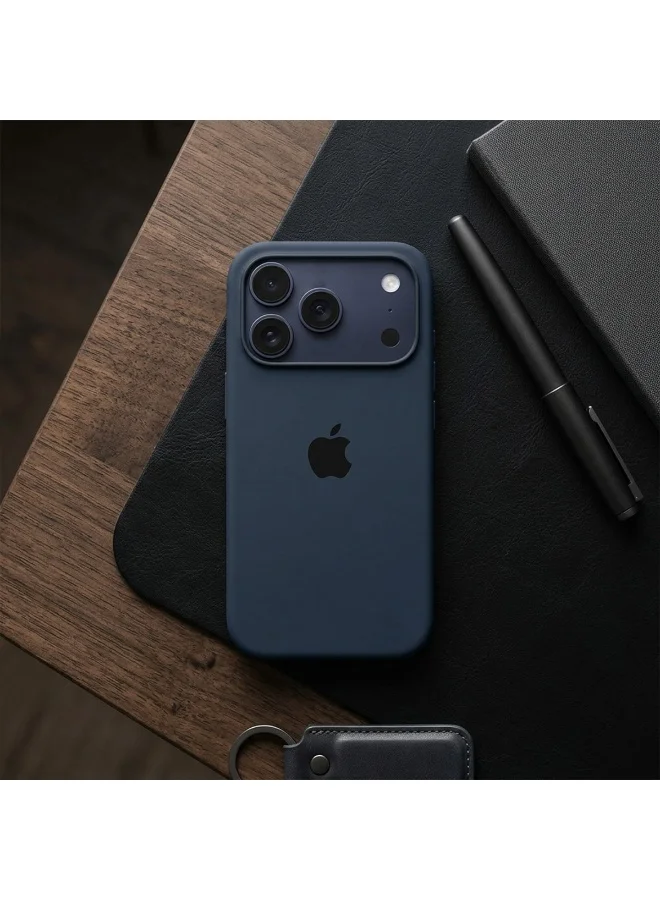 Mobcos Mobcos iPhone 17 Pro Dark Blue Elite Logo Mobcos iPhone 17 Pro Dark Blue Elite Logo Premium Silicone Magnetic Wireless Charging Case for iPhone | Silky Soft Touch | Military-Grade Shockproof Protection | Strong Magnetic Compatibility | Luxury Slim Cover  | Best Price UAE