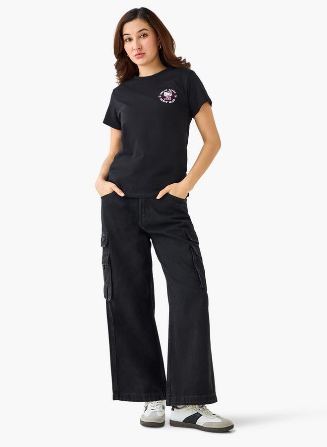 SP Characters Cotton T-shirt with Hello Kitty Embroidery - Image 2