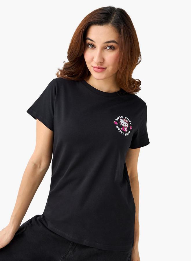 SP Characters Cotton T-shirt with Hello Kitty Embroidery - Image 1