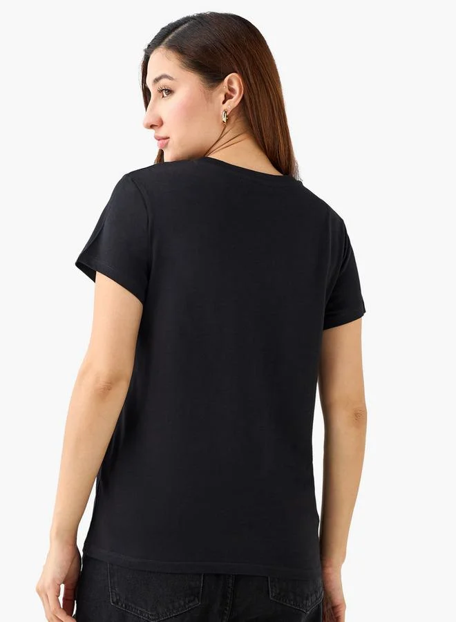 SP Characters  Cotton T-shirt with Hello Kitty Embroidery for Women | Best Price UAE