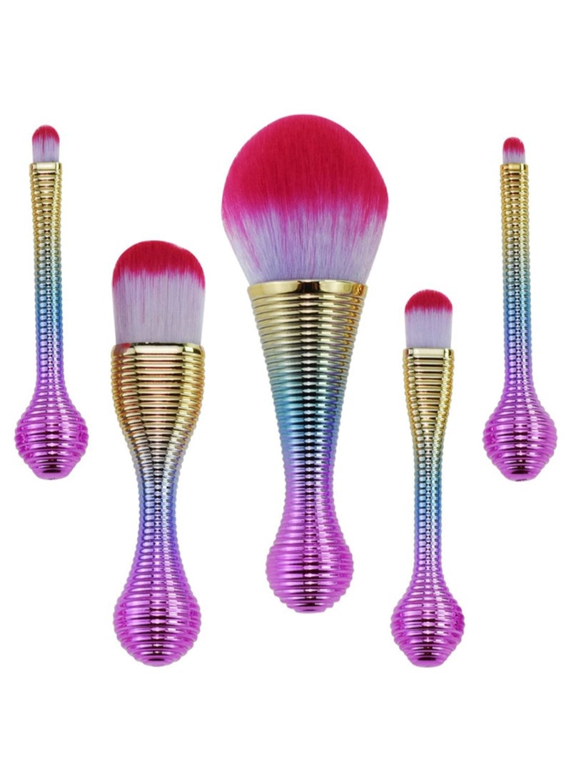 5-Piece Makeup Brush Set With Makeup Puff And Storage Box Multicolour - Image 2