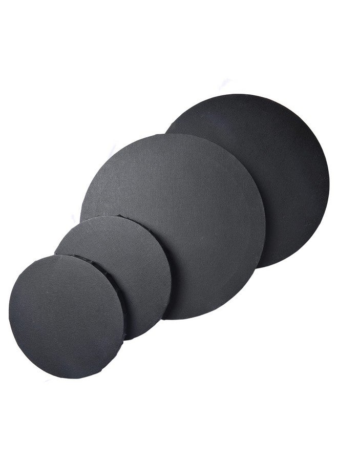 IVON 4Pcs Black Round Canvas For Painting 12'' & 8'' Stretched Circle Canvas Board For Oil Paint Acrylic Pouring - Image 1