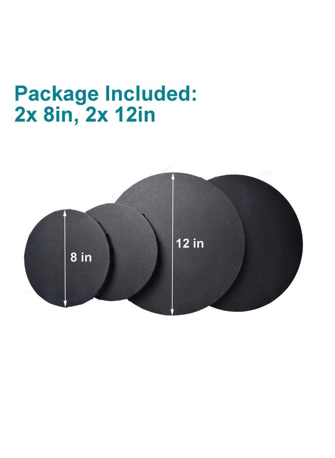 IVON 4Pcs Black Round Canvas For Painting 12'' & 8'' Stretched Circle Canvas Board For Oil Paint Acrylic Pouring - Image 5
