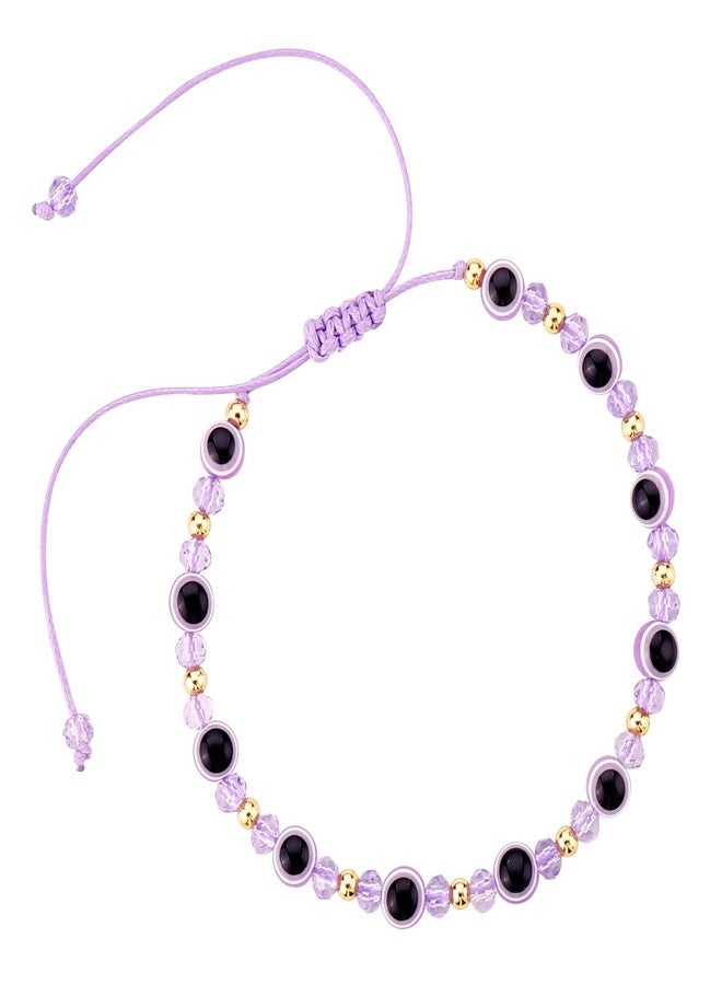 سمر لوف أساور العين الشريرة، مجوهرات نسائية، سوار حماية من الحسد، قابل للتعديل، أزرق وأحمر، خيط للمراهقين (بنفسجي) - Image 1