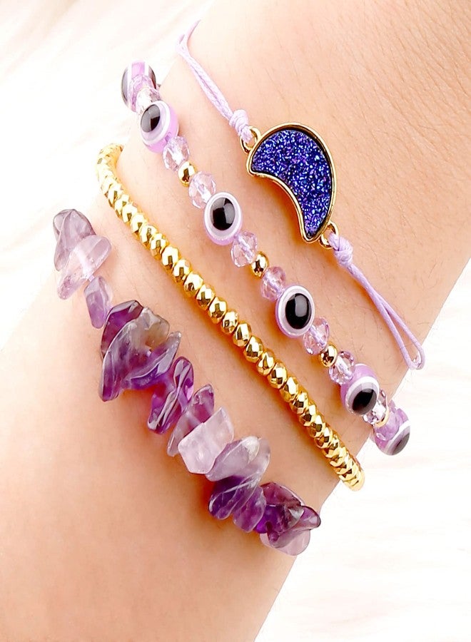 سمر لوف أساور العين الشريرة، مجوهرات نسائية، سوار حماية من الحسد، قابل للتعديل، أزرق وأحمر، خيط للمراهقين (بنفسجي) - Image 3