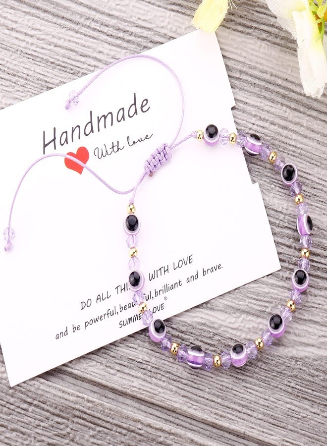 سمر لوف أساور العين الشريرة، مجوهرات نسائية، سوار حماية من الحسد، قابل للتعديل، أزرق وأحمر، خيط للمراهقين (بنفسجي) - Image 5