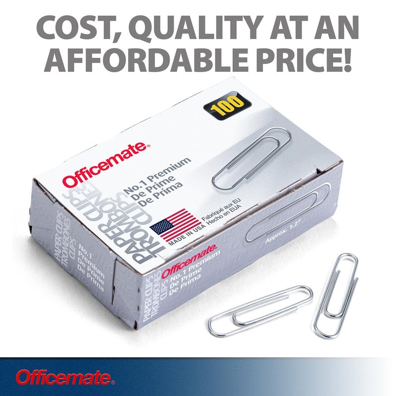 Officemate Premium #1 Paper Clips, 1,000 Paper Clips (10 Boxes of 100 Each) (99916) , Silver - Image 2