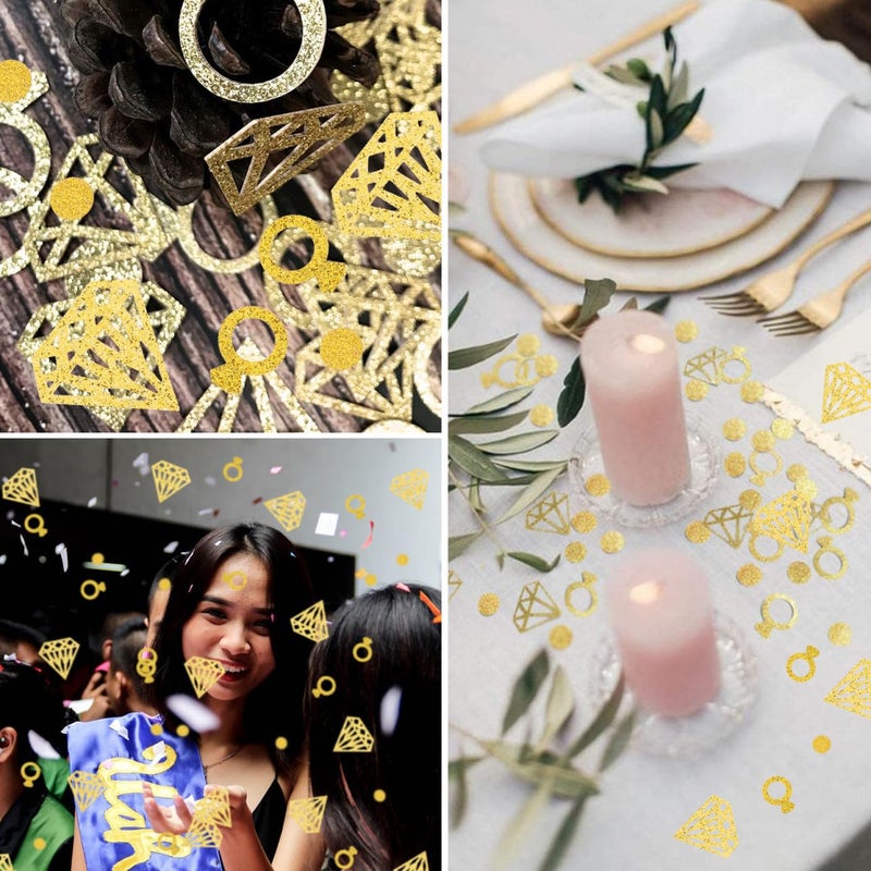 Gold Confetti Rings For Wedding Party Decorations Engagement Celebration - Image 3