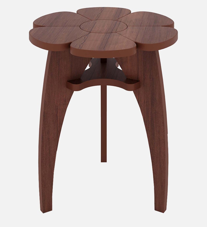 Raytrees Engineered Flower Shaped End Table for Living| Drawing Room | Wooden Peg Table | Corner Sofa Side Table with Magazine & Newspaper Storage | Walnut (Modern-P) (RT-K) - Image 4