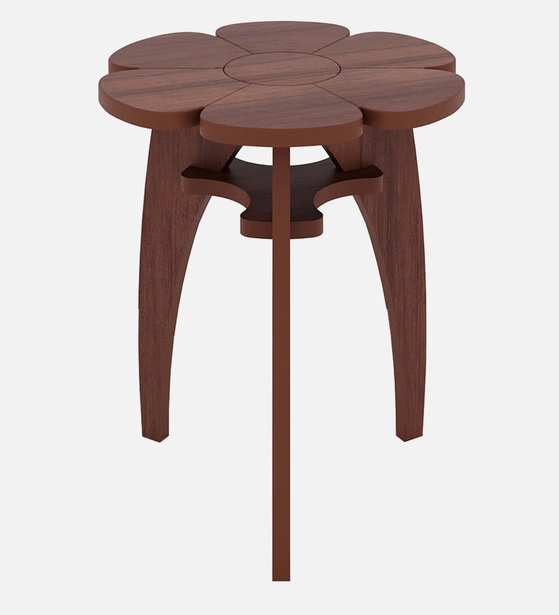 Raytrees Engineered Flower Shaped End Table for Living| Drawing Room | Wooden Peg Table | Corner Sofa Side Table with Magazine & Newspaper Storage | Walnut (Modern-P) (RT-K) - Image 5
