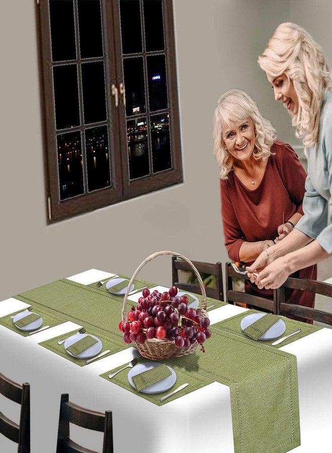 Grelucgo Handcrafted Solid Color Dining Table Runner, Double-Hemstitched (Sage Green, 14 x 72) - Image 5