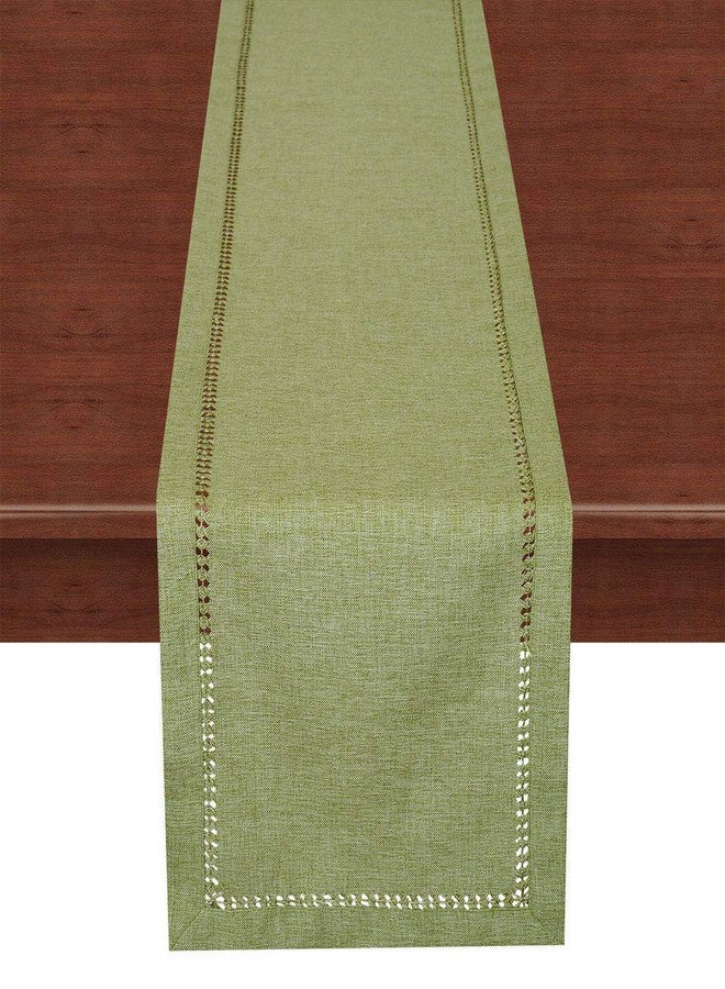 Grelucgo Handcrafted Solid Color Dining Table Runner, Double-Hemstitched (Sage Green, 14 x 72) - Image 4