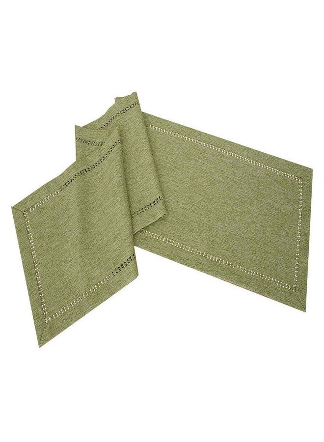 Grelucgo Handcrafted Solid Color Dining Table Runner, Double-Hemstitched (Sage Green, 14 x 72) - Image 2