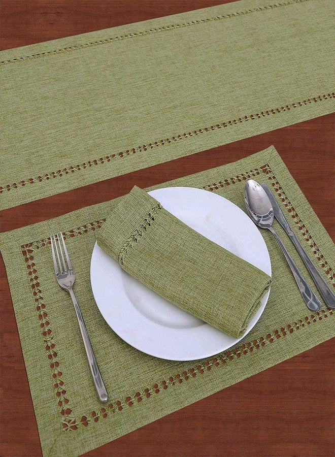 Grelucgo Handcrafted Solid Color Dining Table Runner, Double-Hemstitched (Sage Green, 14 x 72) - Image 3