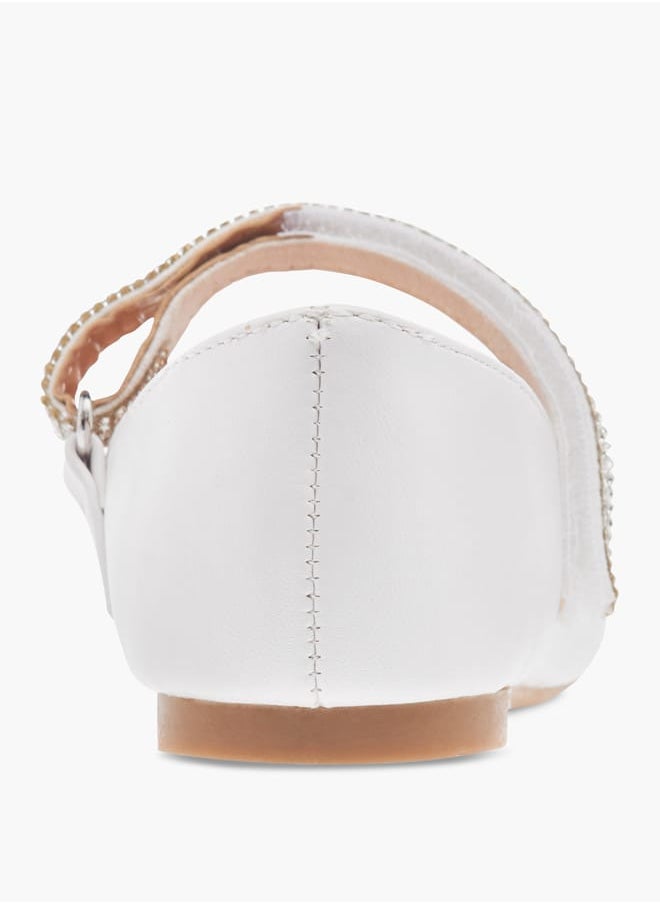 Flora Bella By Shoexpress Girls Floral Bella Embellished Ballerina Shoes with Hook and Loop Closure Ramadan Collection  - Image 5