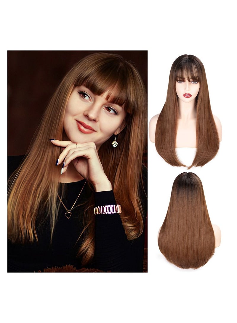 Estelle European and American Long Curly Hair Bangs Female Fiber Wave Full Head Cover Wig Color 1230 - Image 1