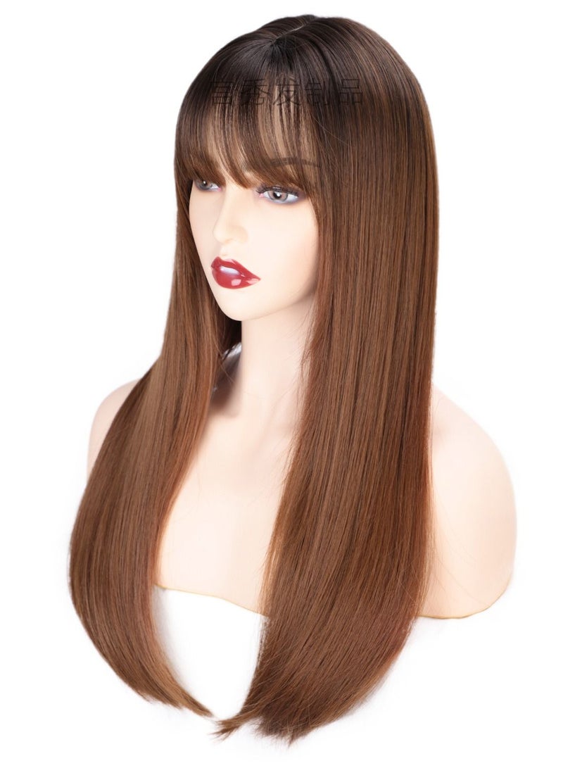 Estelle European and American Long Curly Hair Bangs Female Fiber Wave Full Head Cover Wig Color 1230 - Image 3