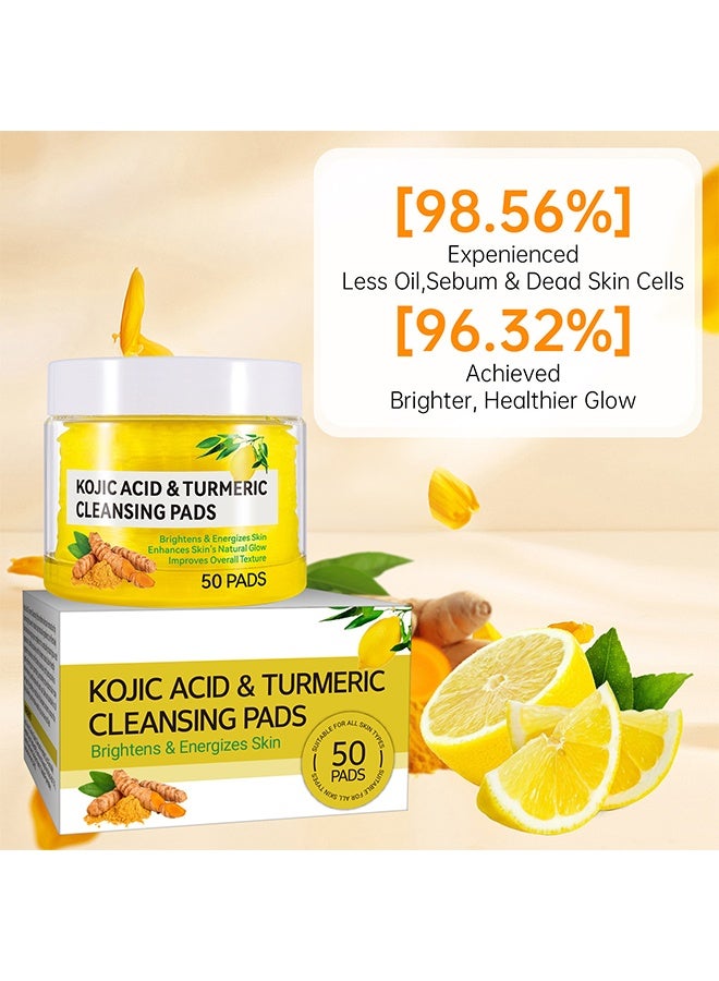 SHIFAKOU Kojic Acid & Turmeric Cleansing Pads for Dark Spots Turmeric Kojic Acid Cleansing Pads Helps Balance Skin Oil & Water Fade Spot Remove Excess Keratin Clean Oil Refines Pores - 50Pcs - Image 5