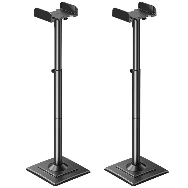 MOUNTUP Universal Speakers Stands Pair 34" to 43.3" Height Adjustable Holds Bookshelf Speakers Satellite Speakers Up to 11LBS Cable Concealing 1 Pair Spring-Loaded Plate Extends to 10" MU9138 Black - Image 1