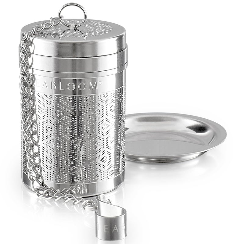 Teabloom Elegant Stainless Steel Loose Leaf Tea Infuser â€“ Tea Connoisseur's Choice for White, Green, Oolong, Black, and Herbal Teas â€“ Geometric Blossom Design â€“ Small Size - Image 1