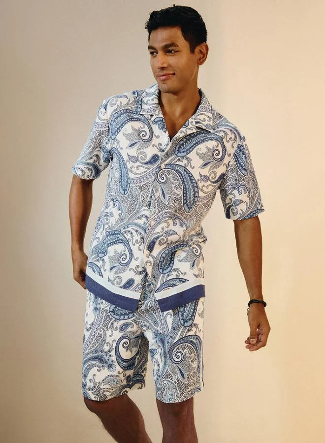 Iconic Iconic Regular Fit Paisley Print Collared Shirt