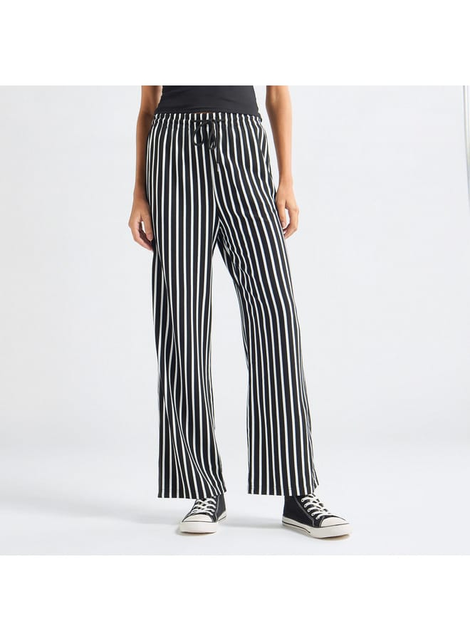 Splash FAV Striped Wide Leg Pants with Drawstring Closure  - Image 1