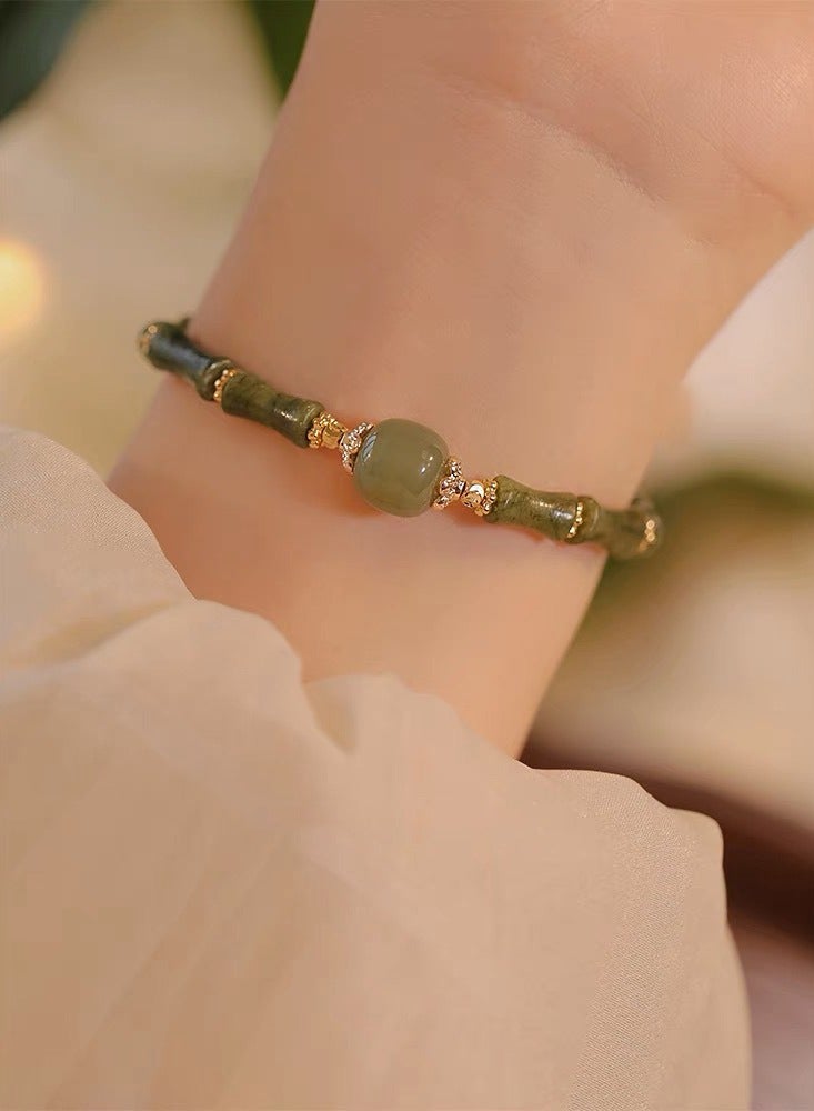 Bamboo Green Beads Beaded Bracelet 