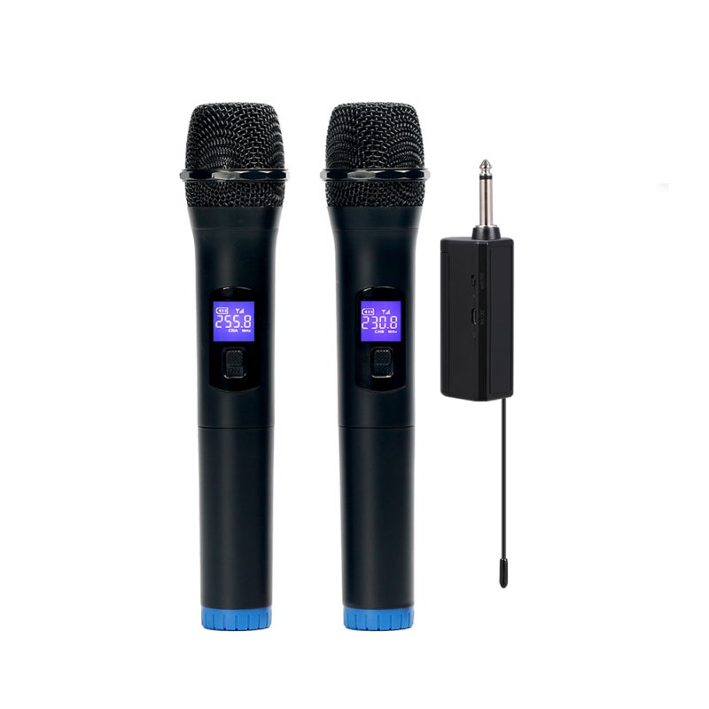 BOMGE Cordless Microphone: 2 Black Handheld Mics - Digital Display High Sensitivity Wireless Microphone Set for Professional Stage, Live Performance & Home Use - Image 1