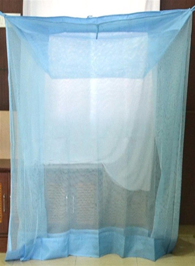 ans Dreams Polycotton Mosquito Net for Double Bed (Plain, Blue) - Image 1