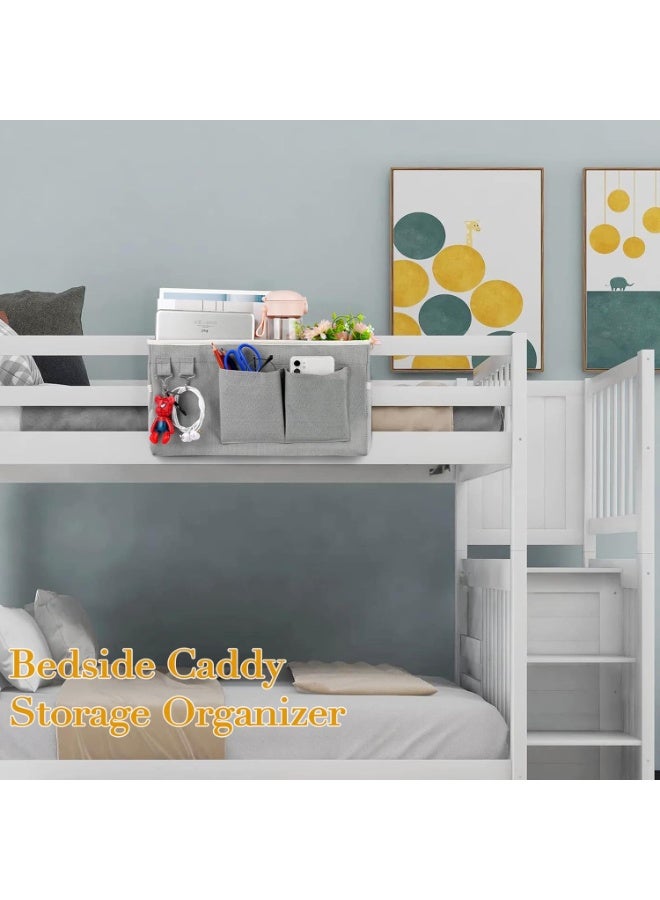 NANAO Bedside Storage Caddy/Bedside Hanging Storage Bag for Headboards Bunk Beds Dorm Rooms Book Phone Magazine Holder (Grey) - Image 3