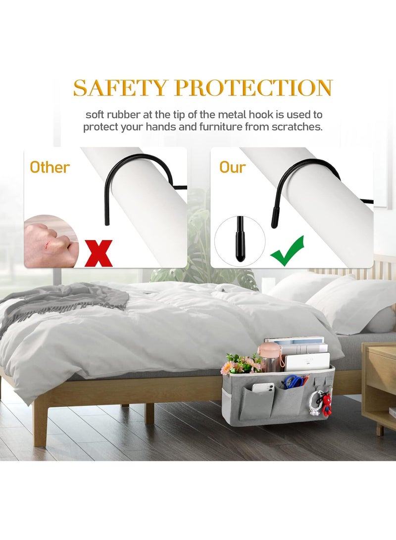 NANAO Bedside Storage Caddy/Bedside Hanging Storage Bag for Headboards Bunk Beds Dorm Rooms Book Phone Magazine Holder (Grey) - Image 5