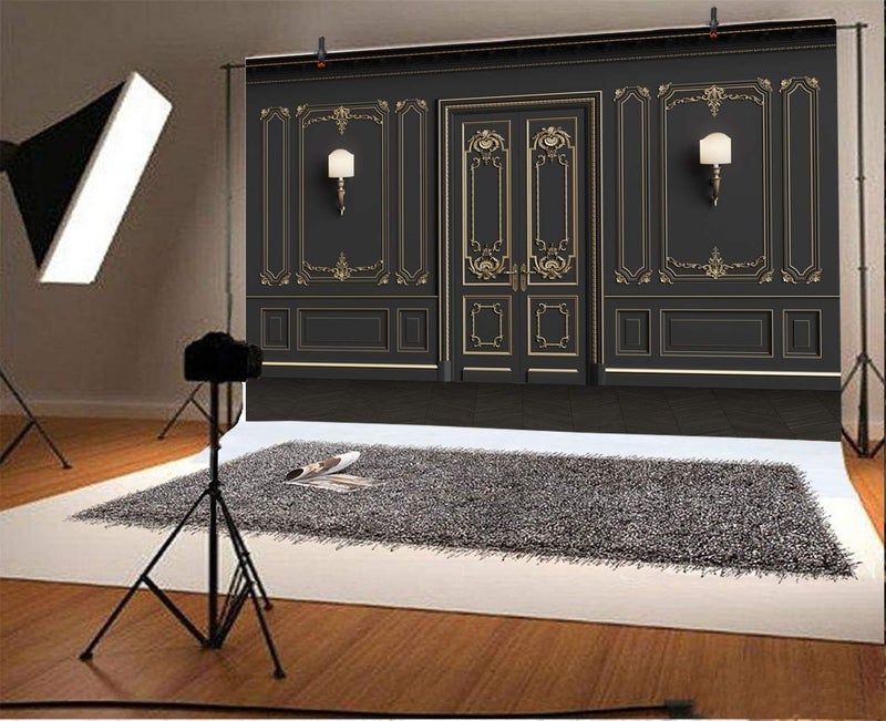 Leyiyi 12x8ft Vintage Room Inside Backdrop European Frame French Door Modern Castle House Cementery Wall Vintage Lantern Photo Background Cowboy Kids Birthday Portrait Studio Prop Vinyl Wallpaper - Image 2