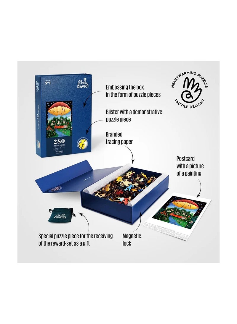 Puzzles - Day and Night Davici Wooden Jigsaw Puzzle - Image 1