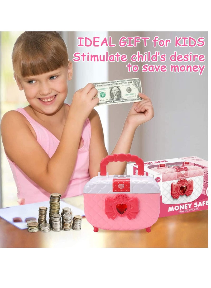 Digi Core حصالة نقود معدنية، حصالة نقود إلكترونية، حصالة نقود للأطفال، حصالة نقود إلكترونية آمنة، محمية بكلمة مرور، قفل مستشعر الإصبع، صندوق توفير نقود للبنات مع بطاريات، وردي/أبيض - Image 5
