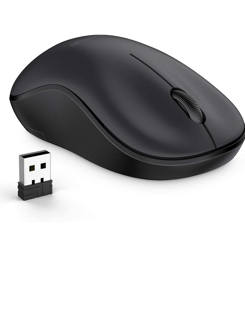 Phone Planet Wireless Mouse, 2.4G Wireless Computer Mouse with Nano Receiver for PC, Laptop, Computer, Desktop with Windows XP/7/8/10/Vista, Black - Image 1
