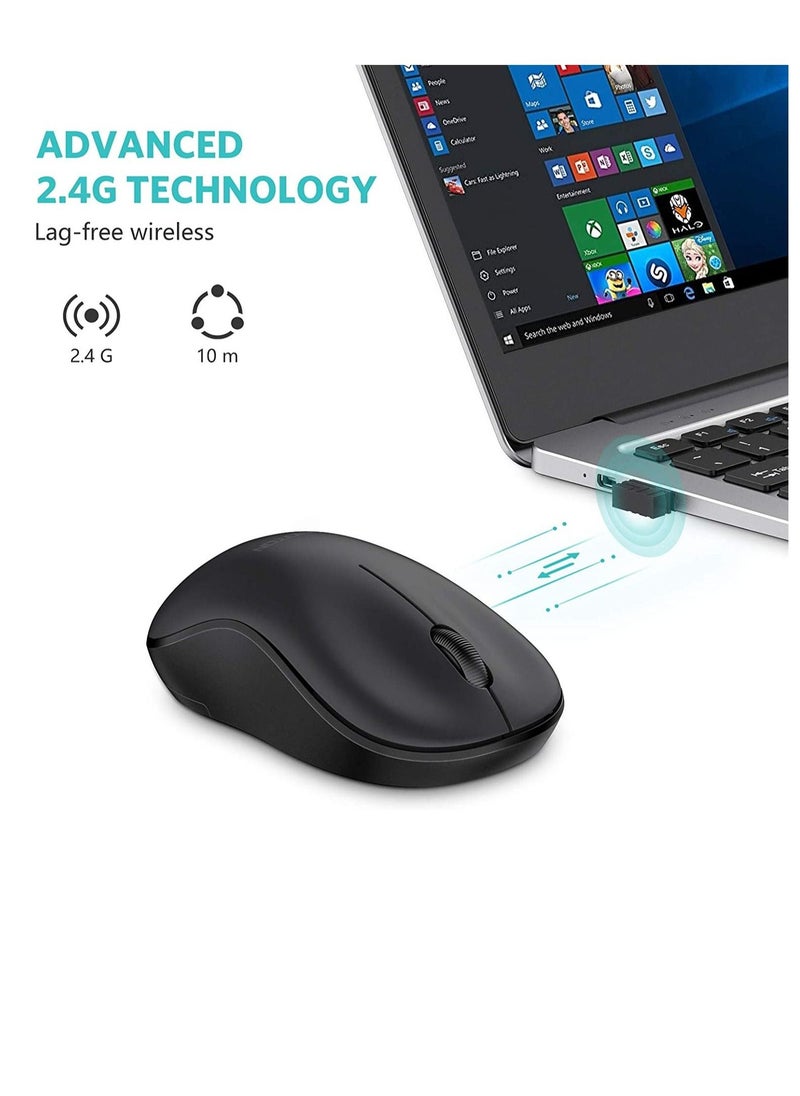 Phone Planet Wireless Mouse, 2.4G Wireless Computer Mouse with Nano Receiver for PC, Laptop, Computer, Desktop with Windows XP/7/8/10/Vista, Black - Image 4