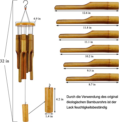 ASTARIN Bamboo Wind Chimes Outdoor,Wooden Wind Chimes with Melody Deep Tone,30" Classic Zen Garden Windchime for Relaxation, Grace.Home Décor for Patio, Garden or Indoor(FSC Certified) - Image 3