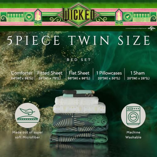 Franco Collectibles Wicked Lux Bedding 5 Piece Super Soft Reversible Comforter and Sheet Set with Sham Twin Officially Licensed Product By Franco - Image 3