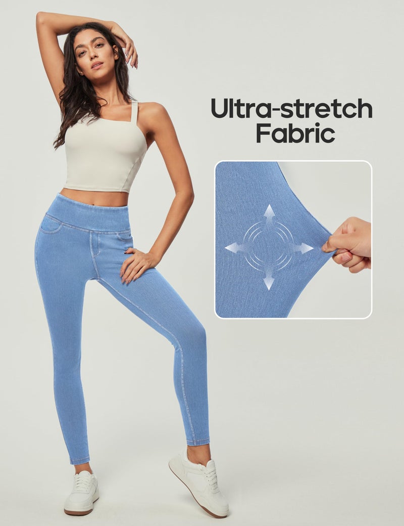 Heathyoga Stretchy Jeans for Women Trendy High Waist Pull On Jeggings Tummy Control Womens Skinny Jeans Leggings with Pockets - Image 2